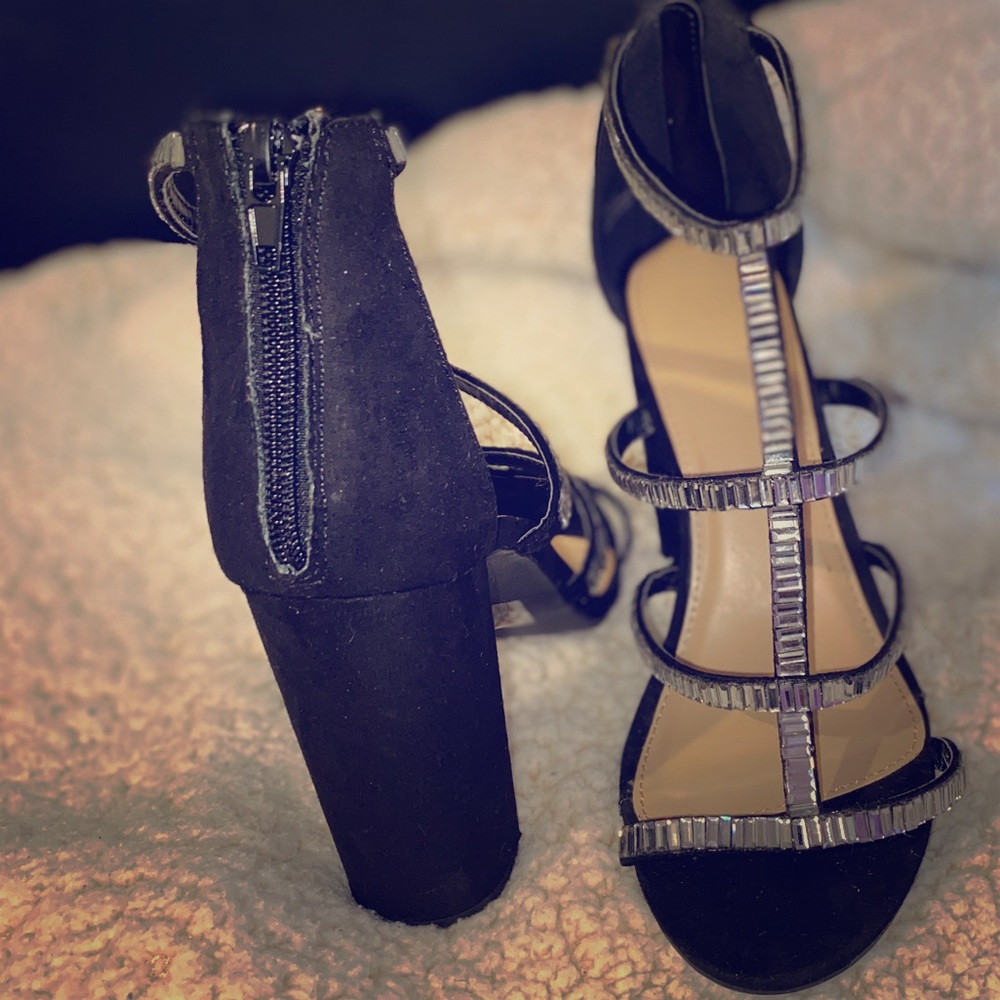 Charlotte Russe Black Rhinestone Heels